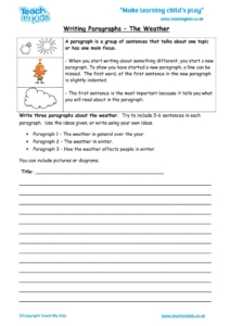 Worksheets for kids - writing-paragraphs-the-weather